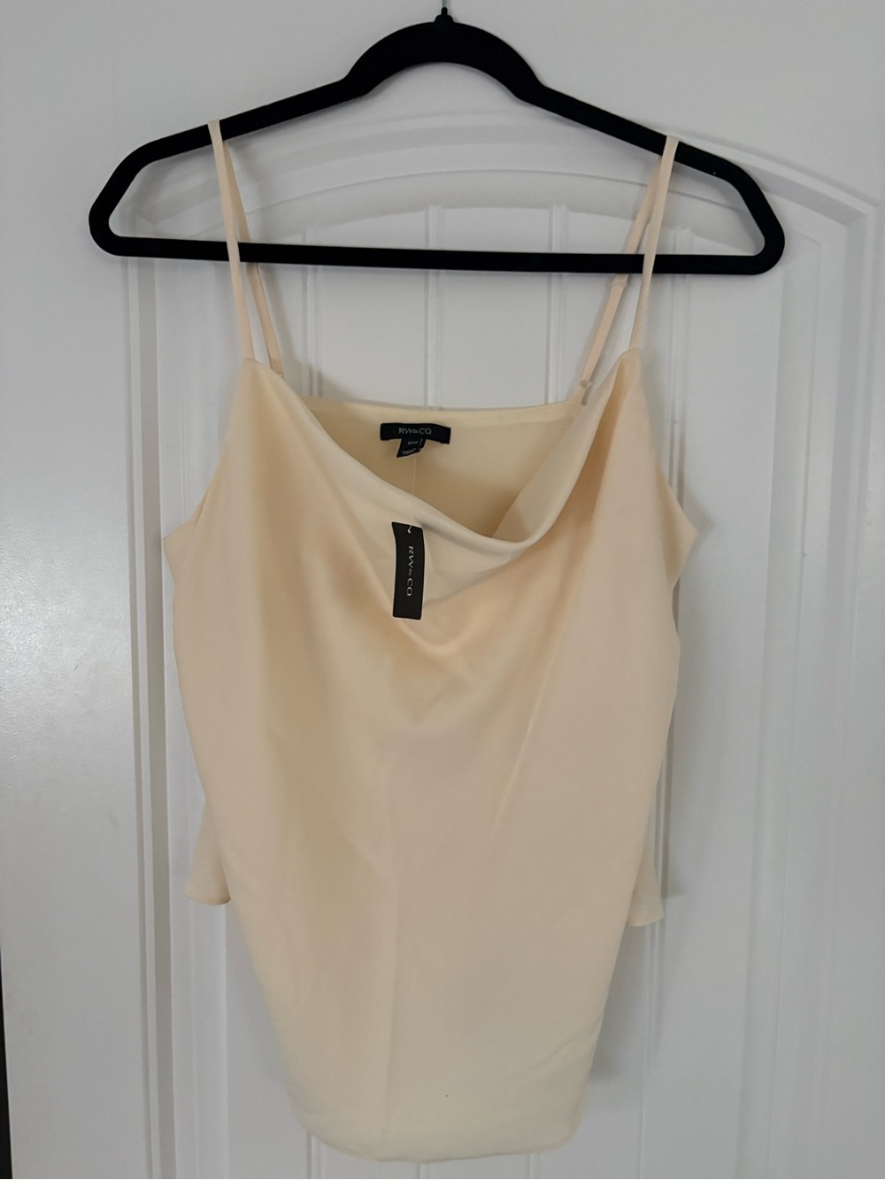 RW&CO. Cream Satin Cowl Neck Tank Top